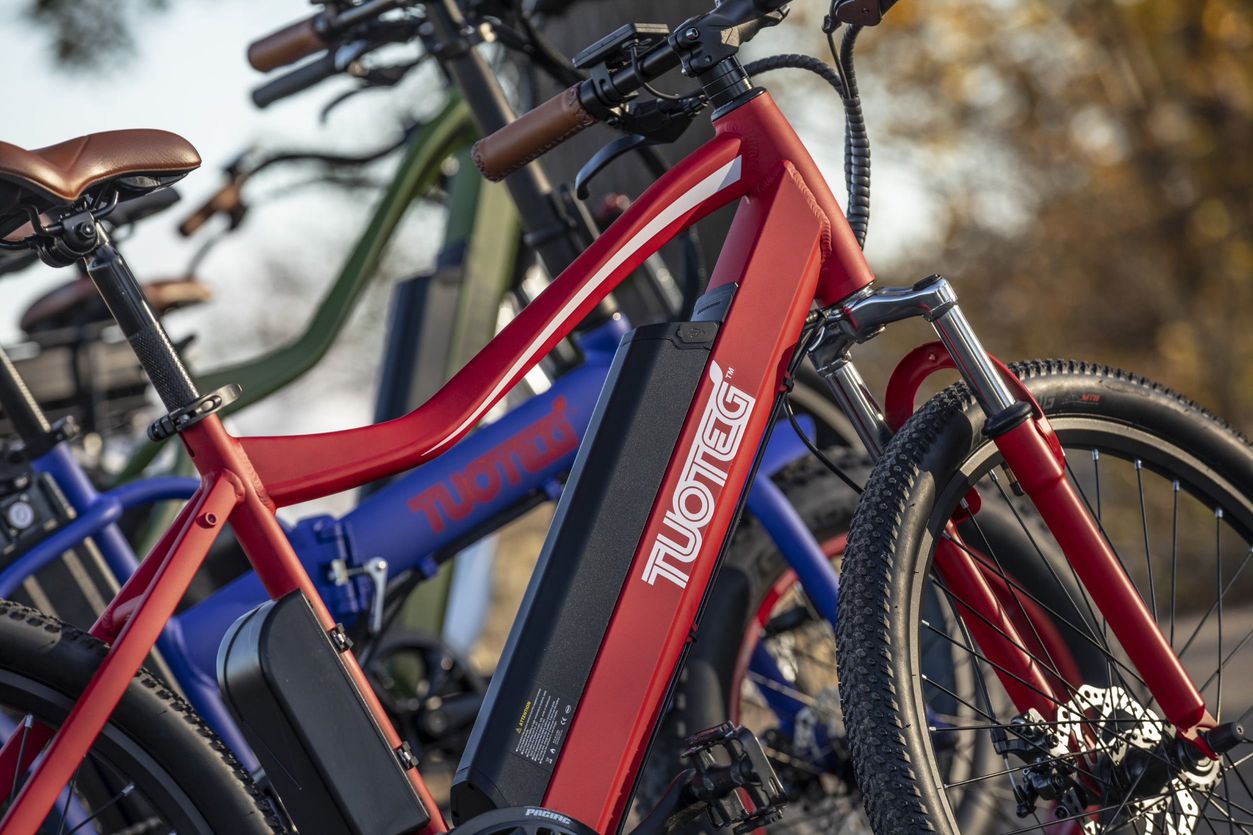 red tuoteg ebike close up