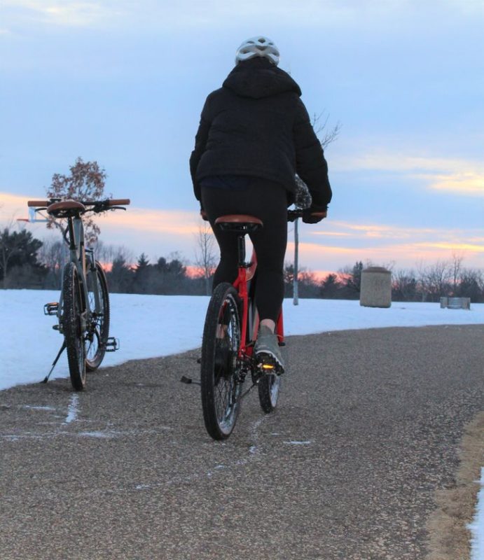 Electric Bike Rider During Winter