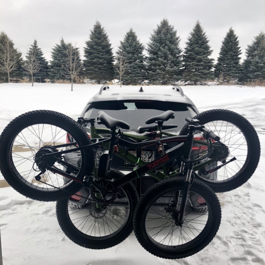 Electric Bikes Mounted on Car Rack